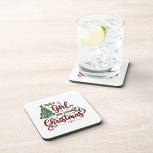 Gewoon een meisje dat van Kerstmis houdt Bier Onderzetter