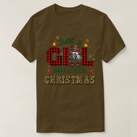 Gewoon een meisje dat van Kerstmis houdt, Bun T T-shirt (Design voorkant)