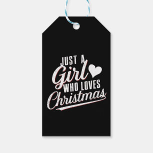 Gewoon een meisje dat van Kerstmis houdt Cadeaulabel
