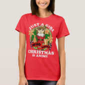 Gewoon een meisje dat van Kerstmis houdt en Anime  T-shirt (Voorkant)