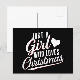 Gewoon een meisje dat van Kerstmis houdt Feestdagenkaart