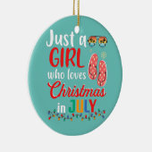 Gewoon een meisje dat van Kerstmis houdt in de zom Keramisch Ornament (Rechts)