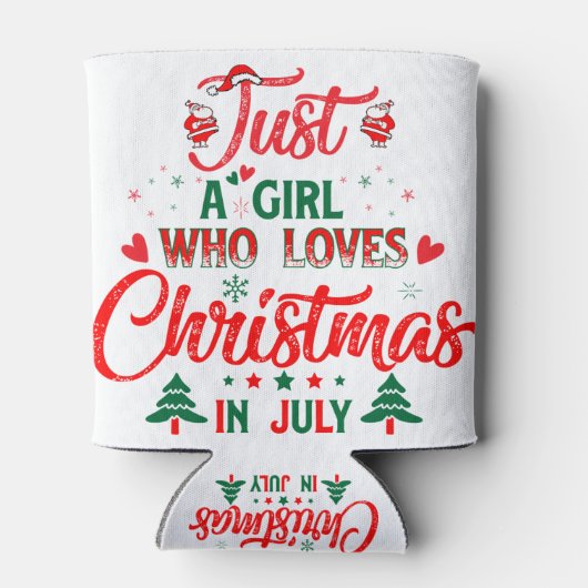 Gewoon een meisje dat van Kerstmis houdt in juli Blikjeskoeler (Achterkant)
