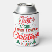 Gewoon een meisje dat van Kerstmis houdt in juli Blikjeskoeler (Blikje Achterkant)