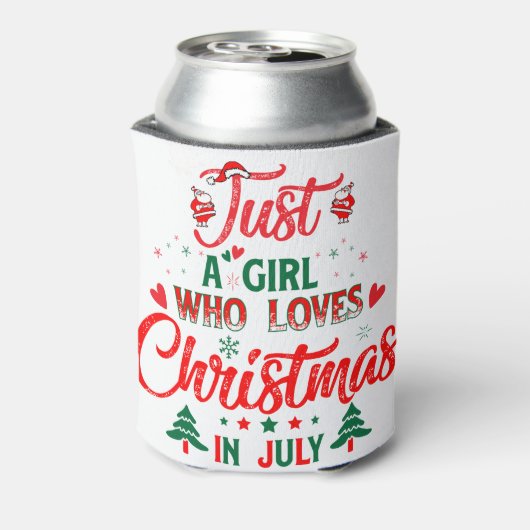 Gewoon een meisje dat van Kerstmis houdt in juli Blikjeskoeler (Blikje Achterkant)
