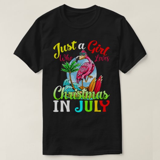 Gewoon een meisje dat van Kerstmis houdt in juli F T-shirt (Design voorkant)