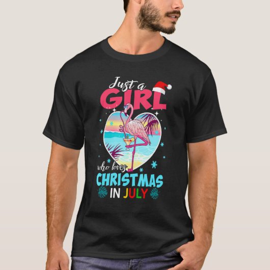 Gewoon een meisje dat van Kerstmis houdt in juli F T-shirt (Voorkant)