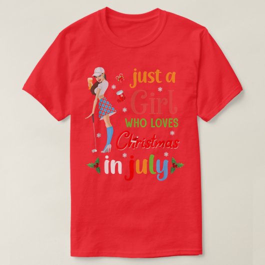Gewoon een meisje dat van Kerstmis houdt in juli G T-shirt (Design voorkant)