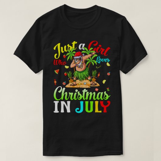Gewoon een meisje dat van Kerstmis houdt in juli H T-shirt (Design voorkant)