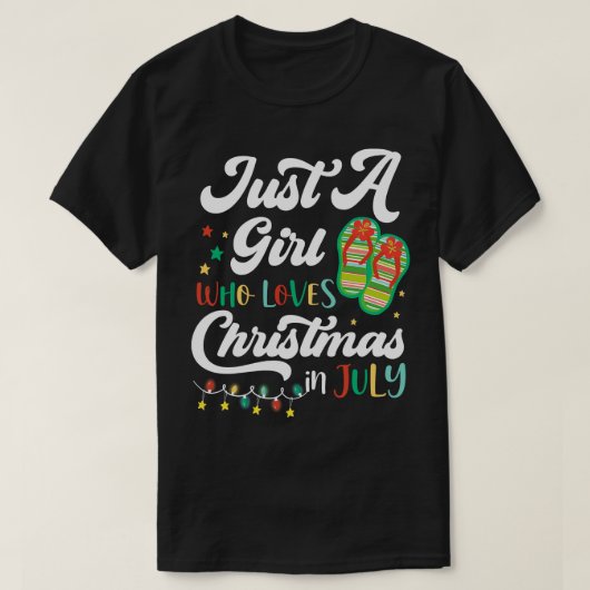 Gewoon een meisje dat van Kerstmis houdt in juli z T-shirt (Design voorkant)