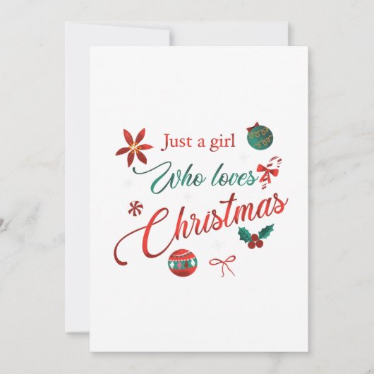 Gewoon een meisje dat van Kerstmis houdt Kaart (Voorkant)