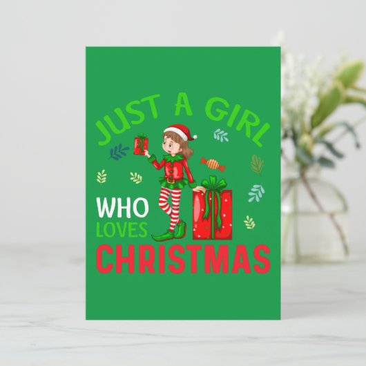 "GEWOON EEN MEISJE DAT VAN KERSTMIS HOUDT" KAART (Staand voorkant)