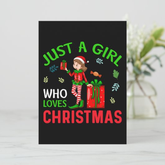 "GEWOON EEN MEISJE DAT VAN KERSTMIS HOUDT" KAART (Staand voorkant)