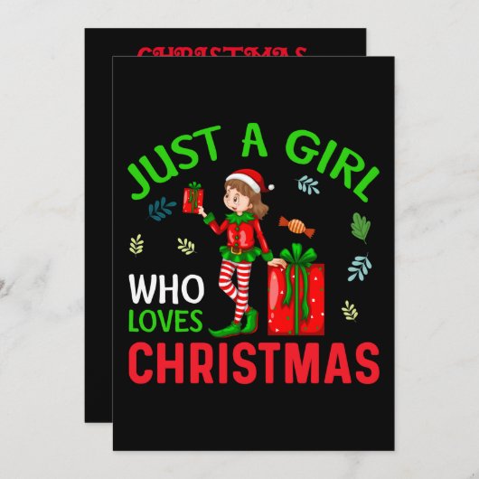 "GEWOON EEN MEISJE DAT VAN KERSTMIS HOUDT" KAART (Voorkant / Achterkant)