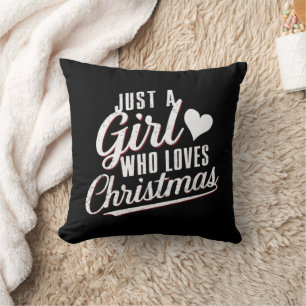Gewoon een meisje dat van Kerstmis houdt Kussen
