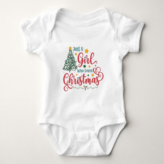 Gewoon een meisje dat van Kerstmis houdt Romper (Voorkant)
