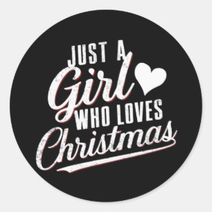 Gewoon een meisje dat van Kerstmis houdt Ronde Sticker