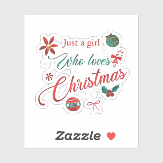 Gewoon een meisje dat van Kerstmis houdt Sticker (Vel)