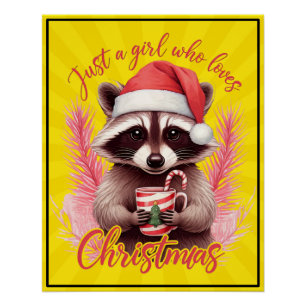 Gewoon een meisje dat van Kerstmis houdt Wasbeer-7 Perfect Poster