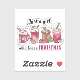 Gewoon een meisje dat van Kerstmis koffie leuk tre Sticker