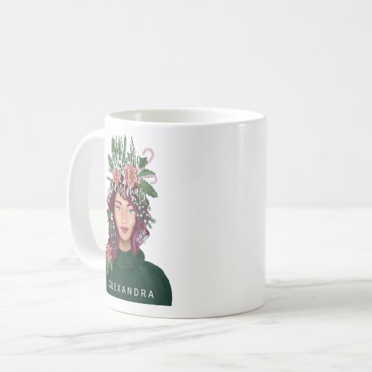 Gewoon een meisje dat van kerstschoonheid houdt koffiemok (Voorkant links)