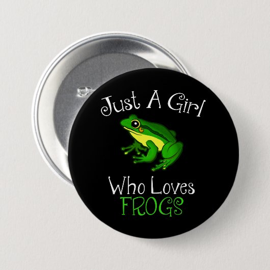 Gewoon een meisje dat van kikkers houdt... ronde button 7,6 cm (Voorkant /achterkant)