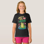 Gewoon een meisje dat van kikkers houdt t-shirt (Voorkant volledig)