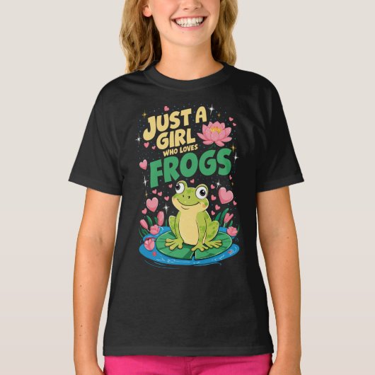 Gewoon een meisje dat van kikkers houdt t-shirt (Voorkant)
