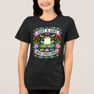 Gewoon een meisje dat van kikkers houdt Tri-Blend shirt