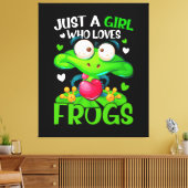 Gewoon een meisje dat van kikkers Kinder meisjes h Canvas Afdruk (Insitu (Woonkamer))