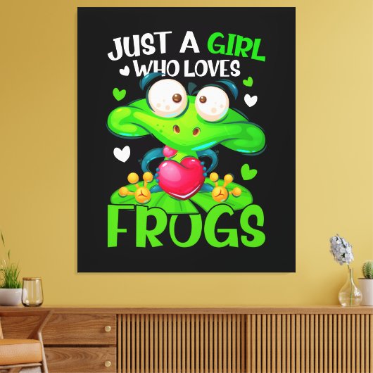 Gewoon een meisje dat van kikkers Kinder meisjes h Canvas Afdruk (Insitu (Woonkamer))