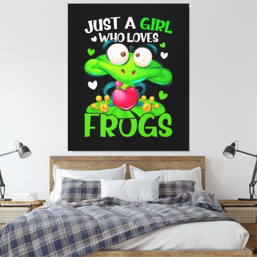Gewoon een meisje dat van kikkers Kinder meisjes h Canvas Afdruk (Insitu (Slaapkamer))