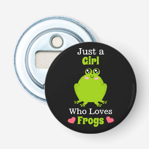 Gewoon een meisje dat van kikkervis houdt button flesopener