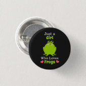 Gewoon een meisje dat van kikkervis houdt ronde button 3,2 cm (Voorkant /achterkant)