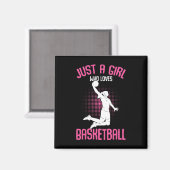 Gewoon een meisje dat van Kinder Basketball Girls  Magneet (Voorkant / Achterkant)