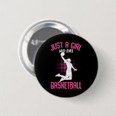 Gewoon een meisje dat van Kinder Basketball Girls  Ronde Button 5,7 Cm (Voorkant /achterkant)