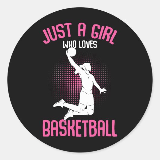 Gewoon een meisje dat van Kinder Basketball Girls  Ronde Sticker (Voorkant)