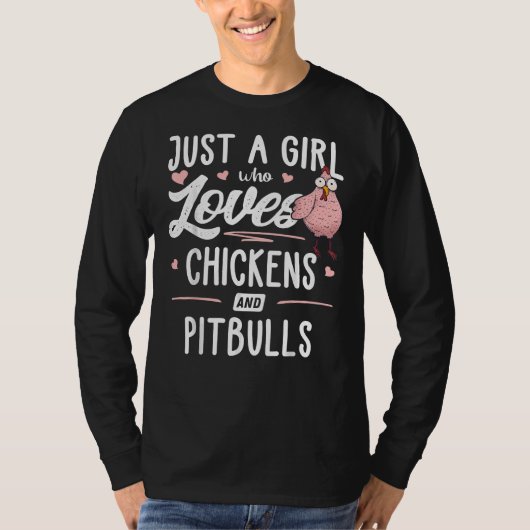 Gewoon een meisje dat van kippen en pitbulls kip h t-shirt (Voorkant)