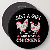 Gewoon een meisje dat van kippen houdt, die kippen ronde button 6,0 cm (Voorkant /achterkant)