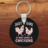 Gewoon een meisje dat van kippen houdt, die kippen sleutelhanger (Voorkant)