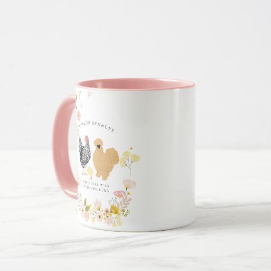 Gewoon een meisje dat van kippen houdt | Monogram Mok (Voorkant links)