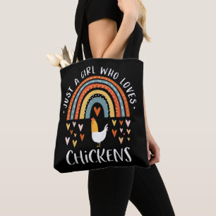 Gewoon een meisje dat van kippen houdt Regenboog g Tote Bag