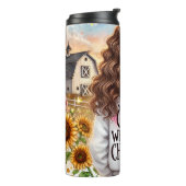 Gewoon een meisje dat van kippen houdt thermosbeker (Gedraaid links)