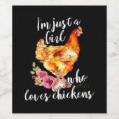 gewoon een meisje dat van kippen houdt wijn etiket (Enkel label)