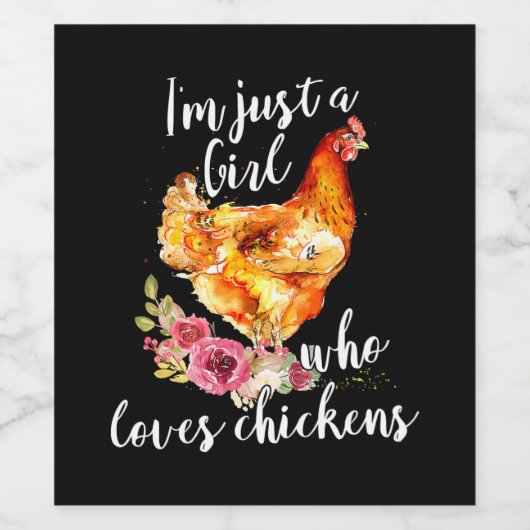 gewoon een meisje dat van kippen houdt wijn etiket (Enkel label)