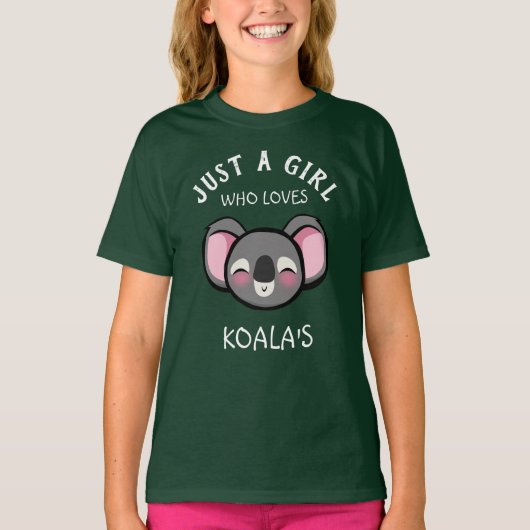Gewoon een meisje dat van Koala houdt T-shirt (Voorkant)