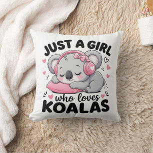 Gewoon een meisje dat van koala's houdt Slaap roze Kussen
