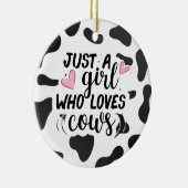 Gewoon een meisje dat van koe houdt keramisch ornament (Rechts)