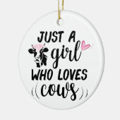 Gewoon een meisje dat van koe houdt keramisch ornament (Links)