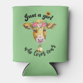 Gewoon een meisje dat van koe houdt, schattige koe blikjeskoeler (Voorkant)